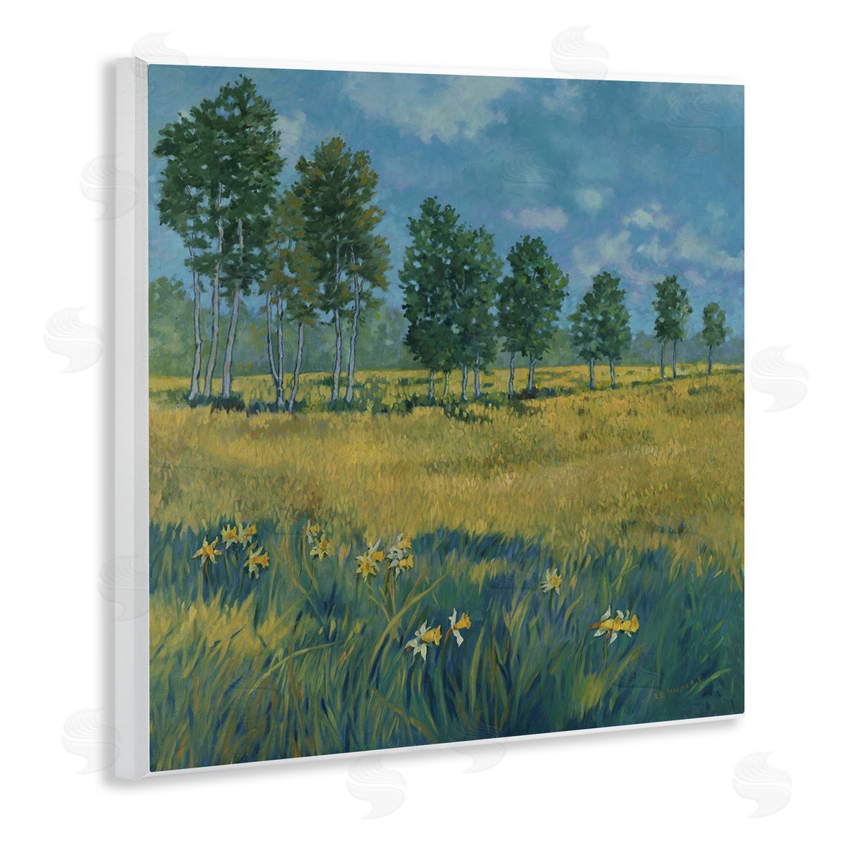 Graham Reynolds Daffodil Field Landscape Wooden Wall Plaque Art Print