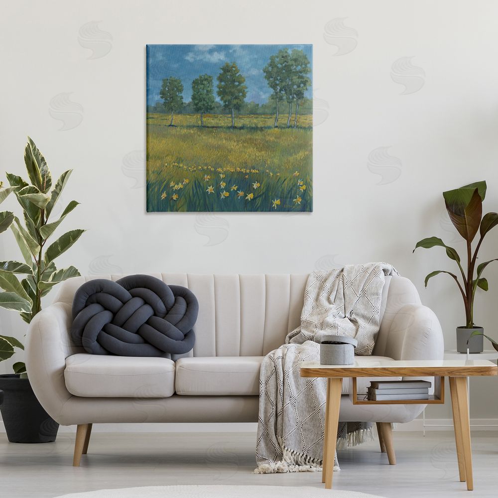 Graham Reynolds Meadow with Daffodils Canvas Wall Art Print in Room