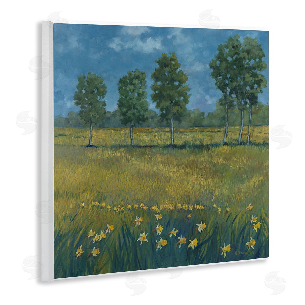 Graham Reynolds Meadow with Daffodils Wooden Wall Plaque Art Print