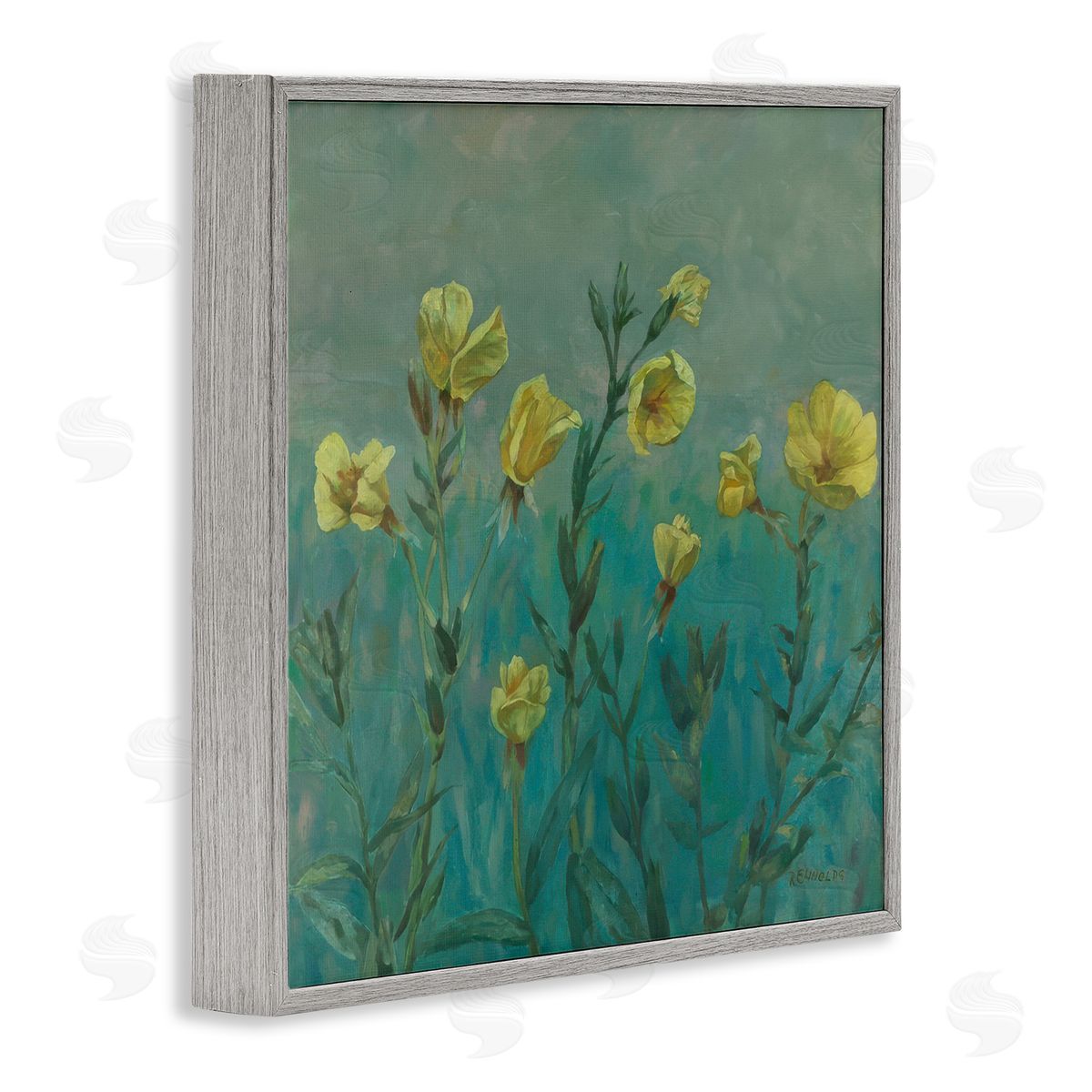 Graham Reynolds Floral Buttercup Meadow Gray Framed Giclee Wall Art Print