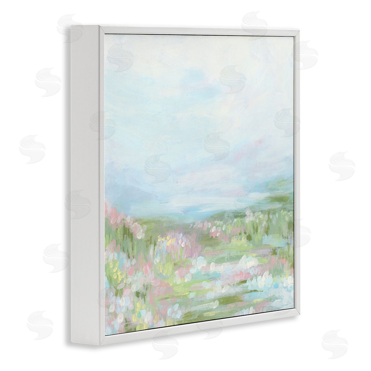 June Erica Vess Pastel Flower Field White Framed Giclee Wall Art Print