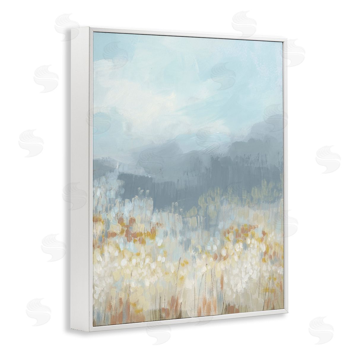 Foggy Grey Mountains White Frame Print Wall Art, Home Decor by June Erica Vess