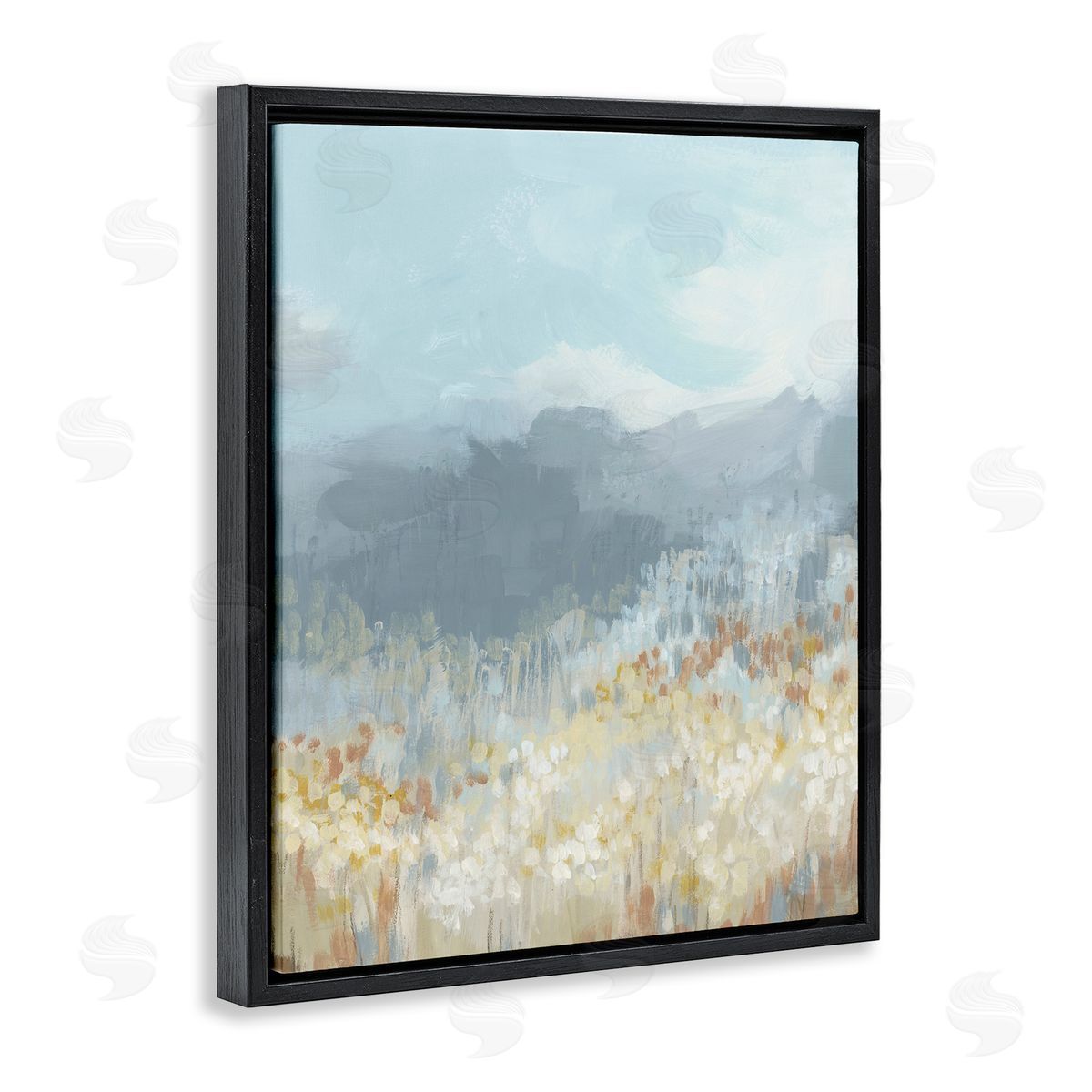 Mountains and Countryside Black Floating Frame Canvas Wall Art, Home Decor by June Erica Vess