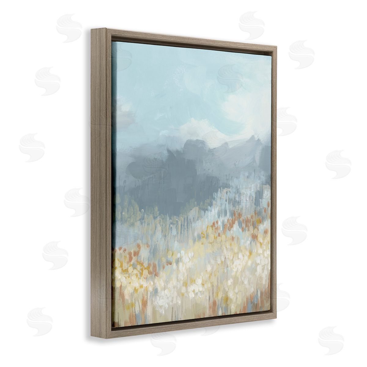 Mountains and Countryside Brown Floating Frame Canvas Wall Art, Home Decor by June Erica Vess
