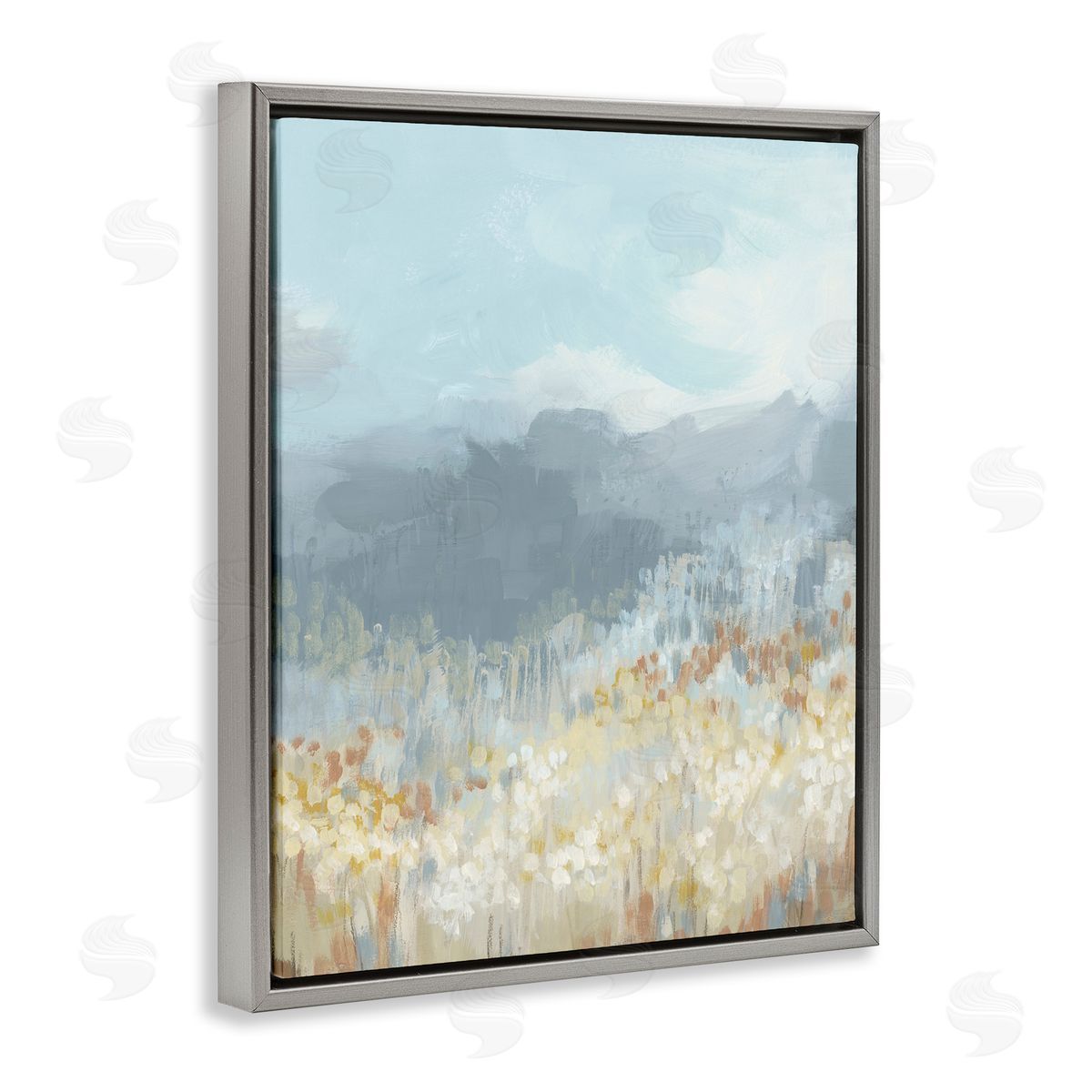 Mountains and Countryside Grey Floating Frame Canvas Wall Art, Home Decor by June Erica Vess