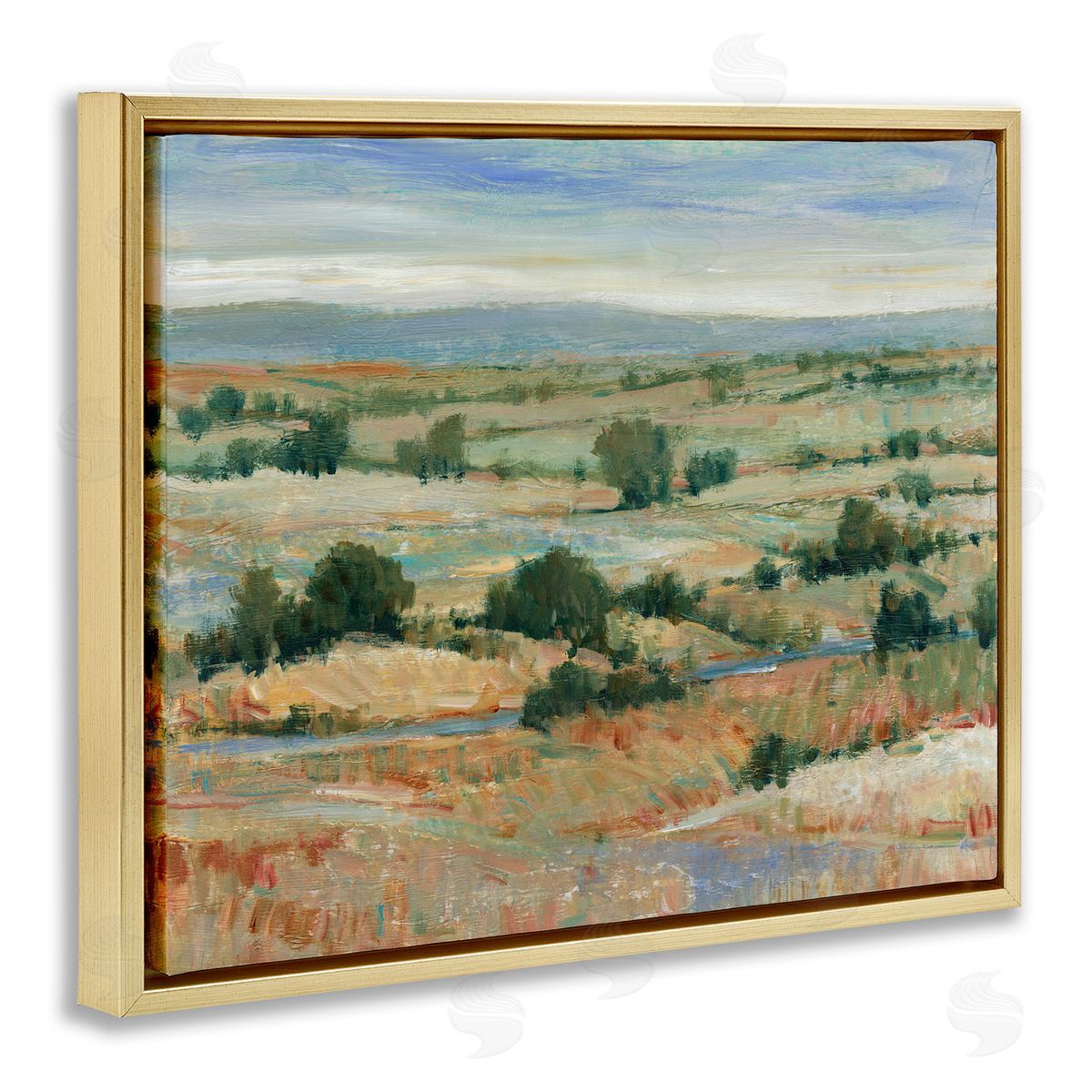 Tim O'Toole Distant Farmland View Gold Floating Frame Canvas Wall Art Print