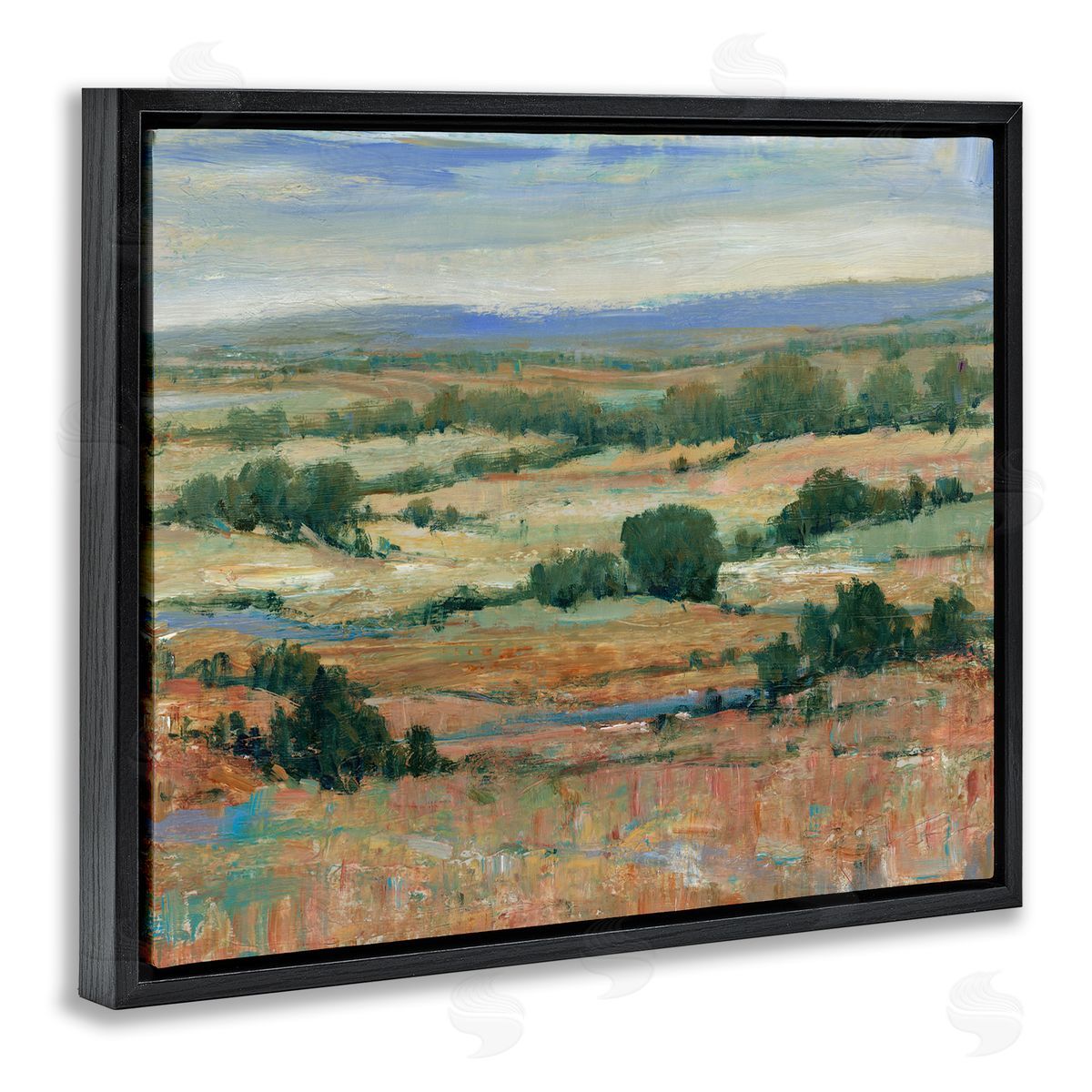 Tim O'Toole Traditional Farmland Landscape Black Floating Frame Canvas Wall Art Print