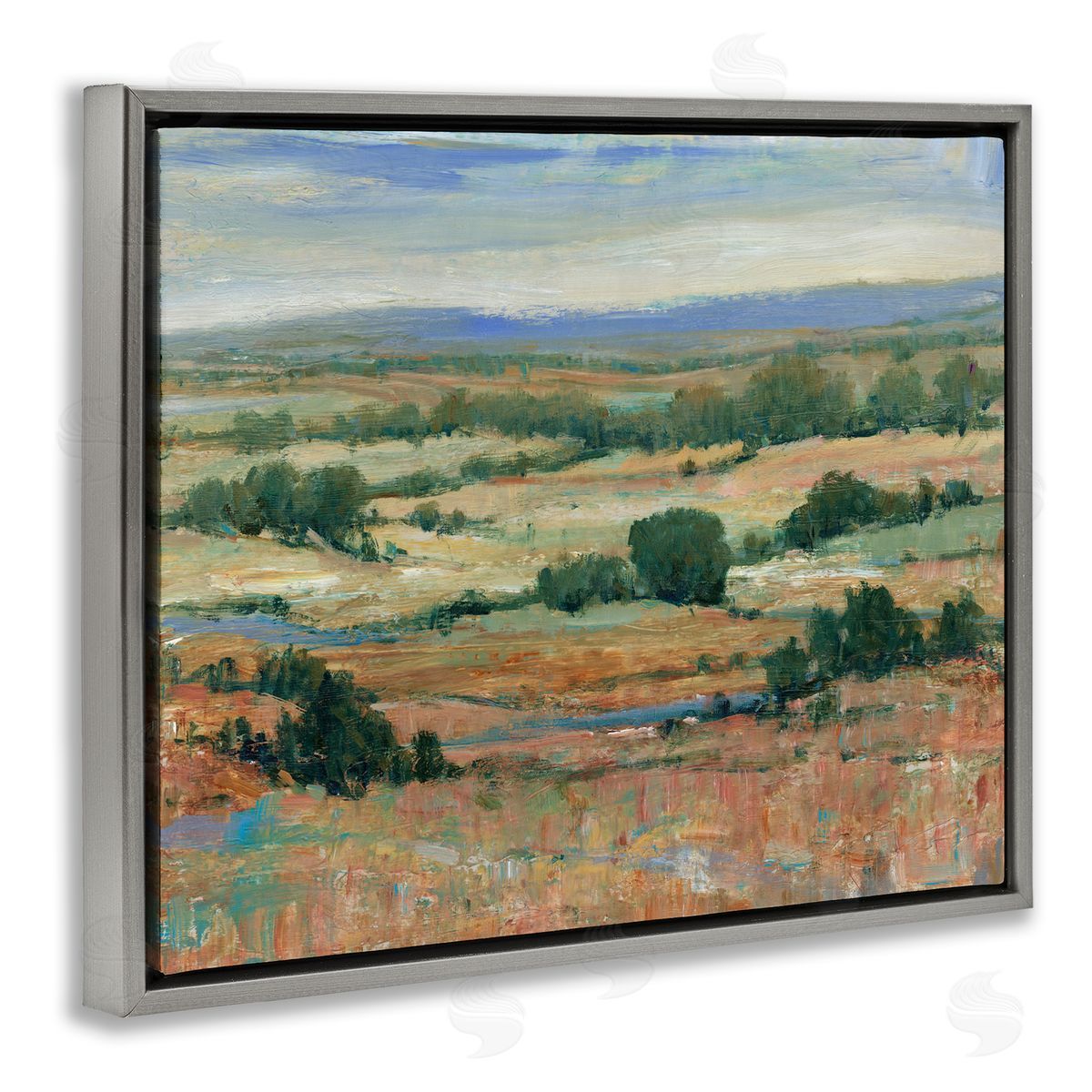 Tim O'Toole Traditional Farmland Landscape Gray Floating Frame Canvas Wall Art Print