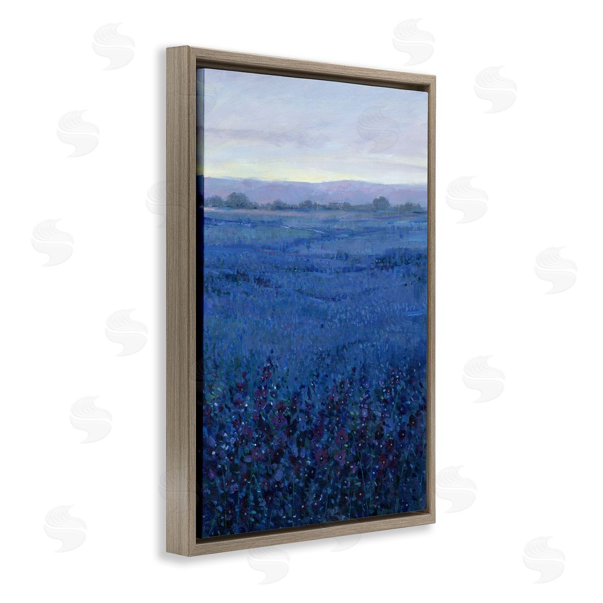 Blue Country Fields Brown Floating Frame Canvas Wall Art, Home Decor by Tim OToole