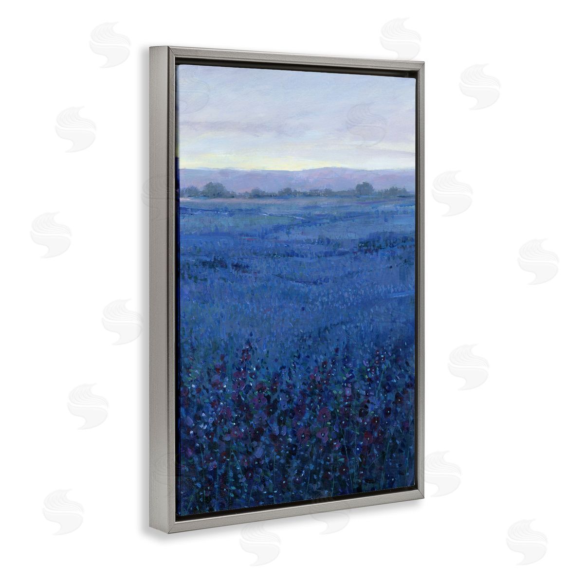 Blue Country Fields Grey Floating Frame Canvas Wall Art, Home Decor by Tim OToole