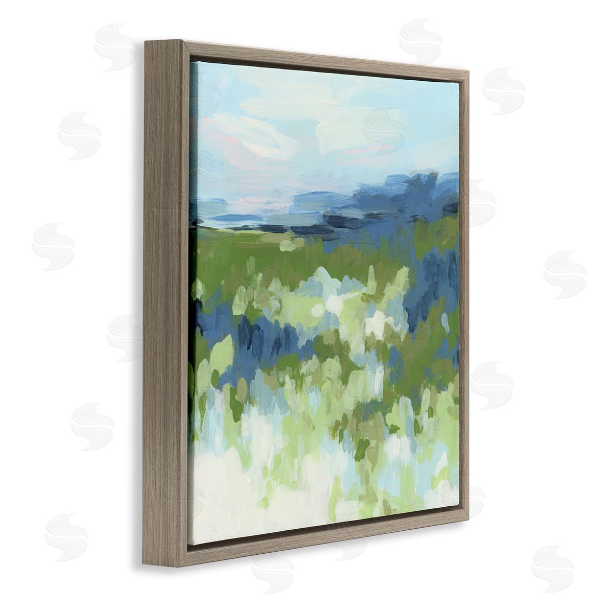June Erica Vess Green & Blue Nature Brown Floating Frame Canvas Wall Art Print