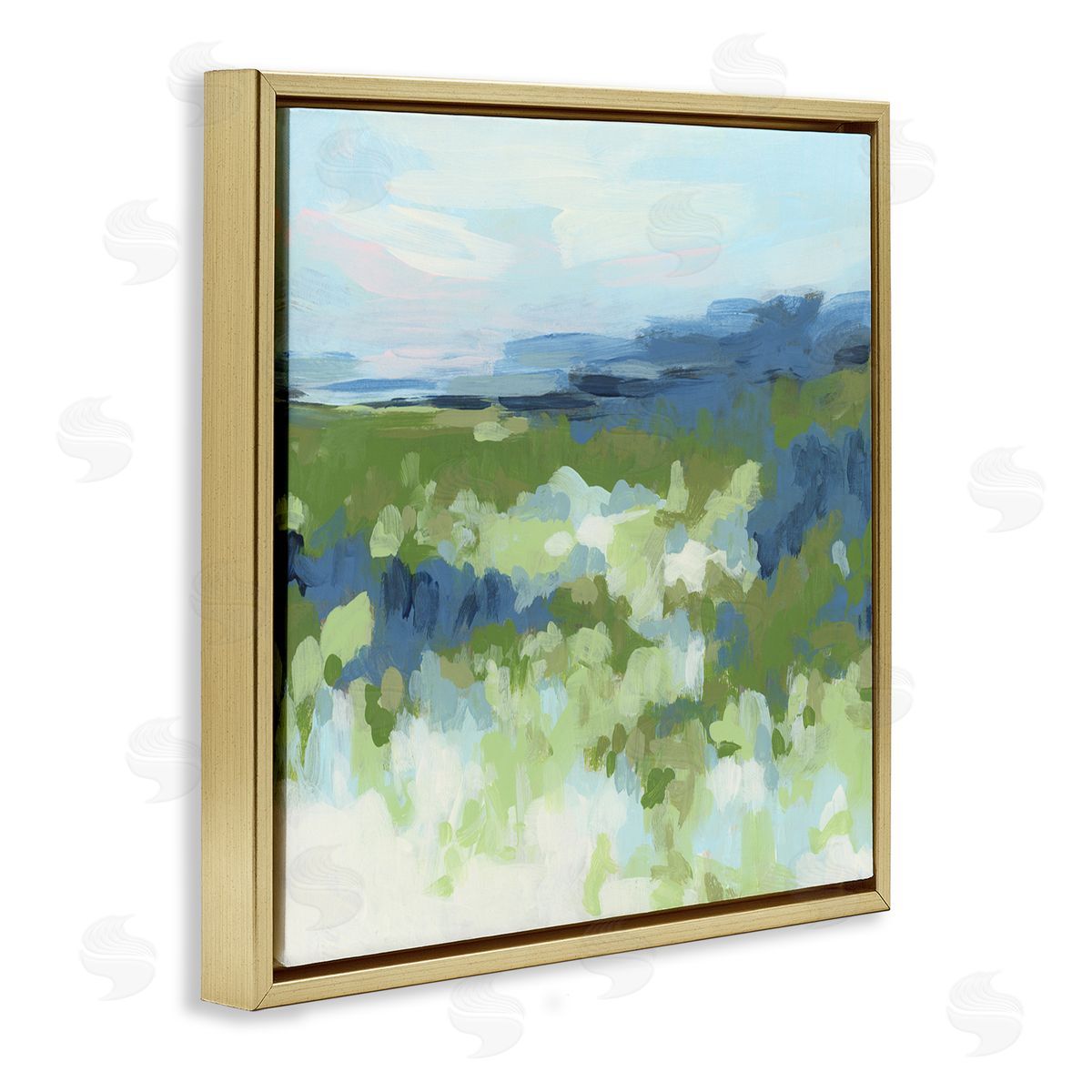 June Erica Vess Green & Blue Nature Gold Floating Frame Canvas Wall Art Print