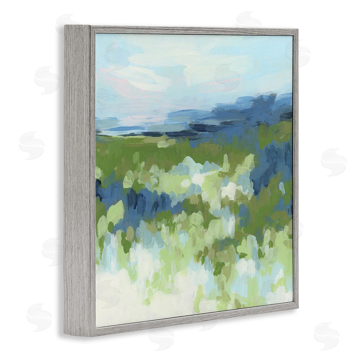 June Erica Vess Green & Blue Nature Gray Framed Giclee Wall Art Print