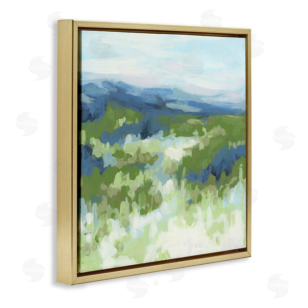 June Erica Vess Green Nature Abstraction Gold Floating Frame Canvas Wall Art Print