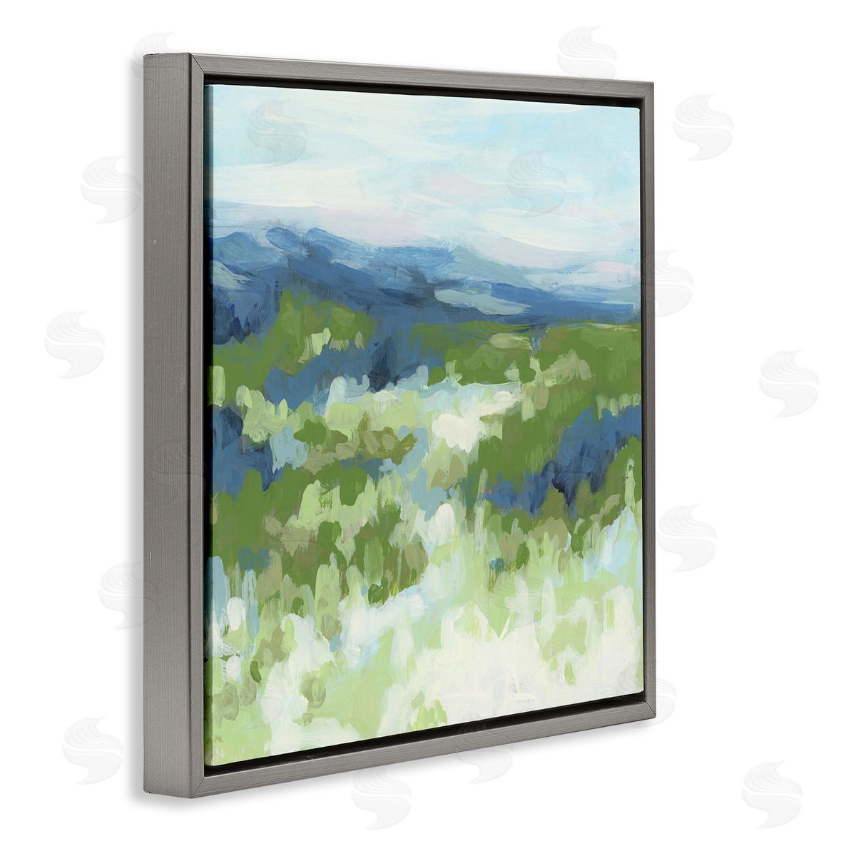 June Erica Vess Green Nature Abstraction Gray Floating Frame Canvas Wall Art Print