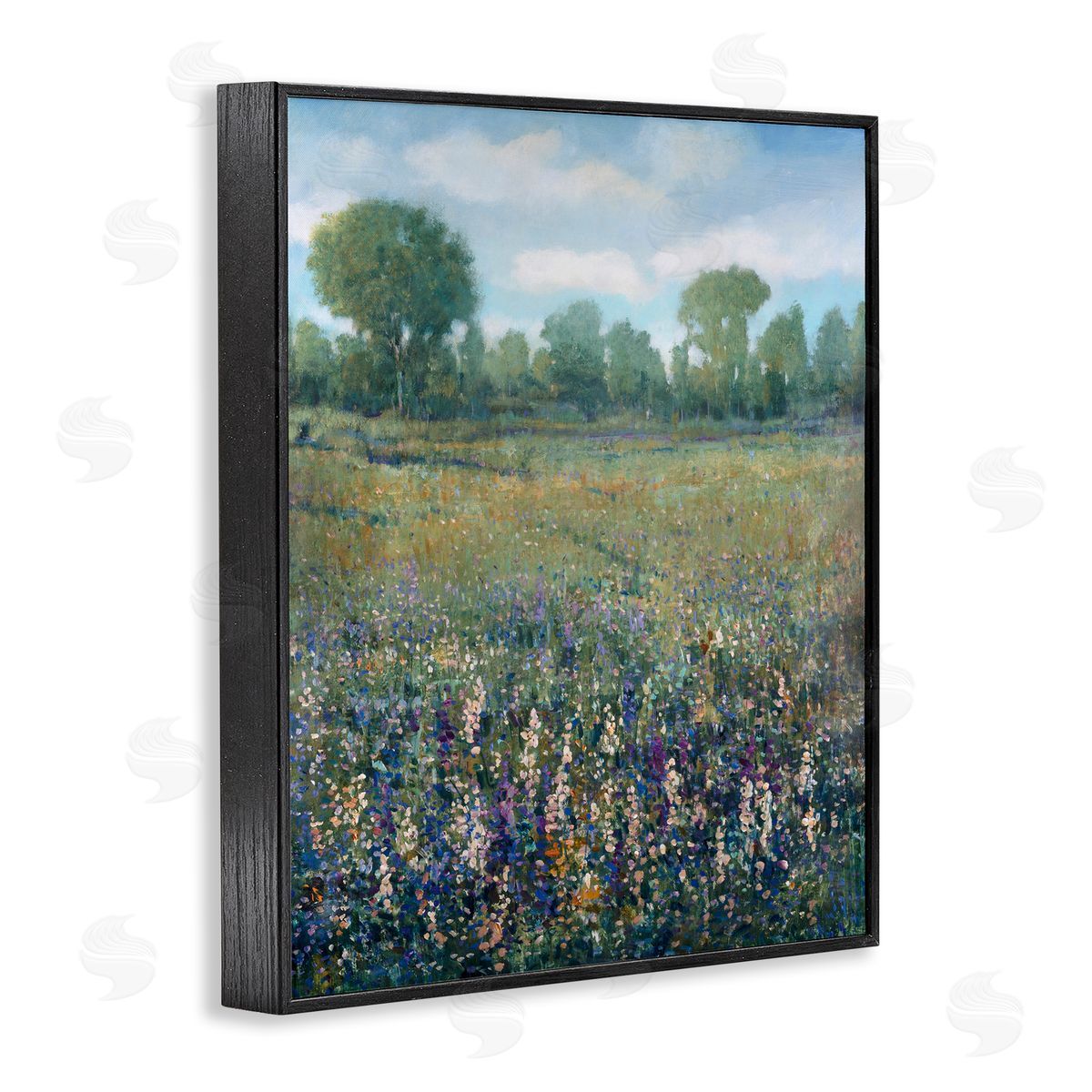 Lilac and Wildflower Fields Black Frame Print Wall Art, Home Decor by Tim OToole