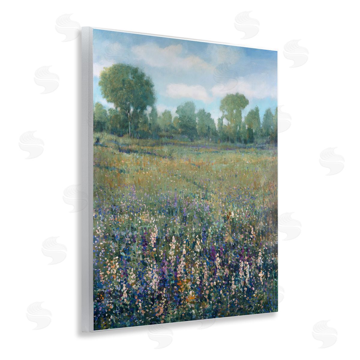 Lilac and Wildflower Fields Wood Plaque Wall Art, Home Decor by Tim OToole