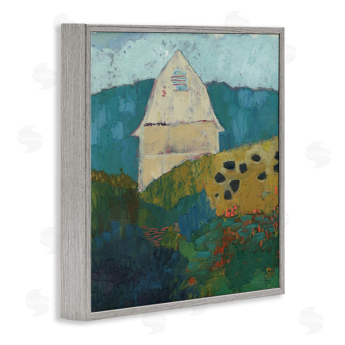 Sue Jachimiec Abstract Farm Impression Gray Framed Giclee Wall Art Print
