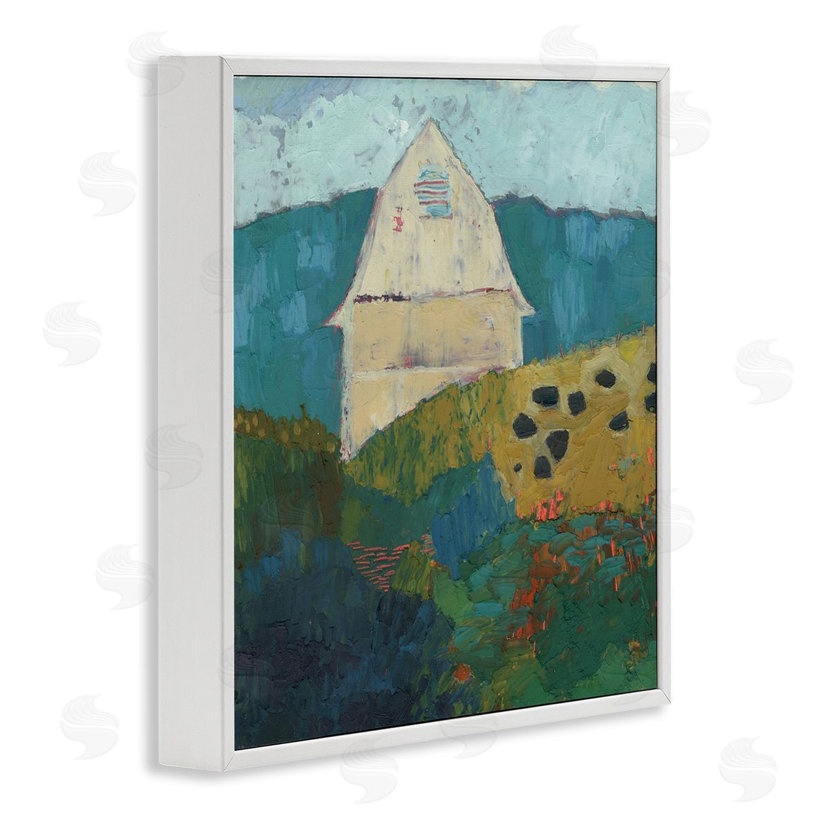 Sue Jachimiec Abstract Farm Impression White Framed Giclee Wall Art Print