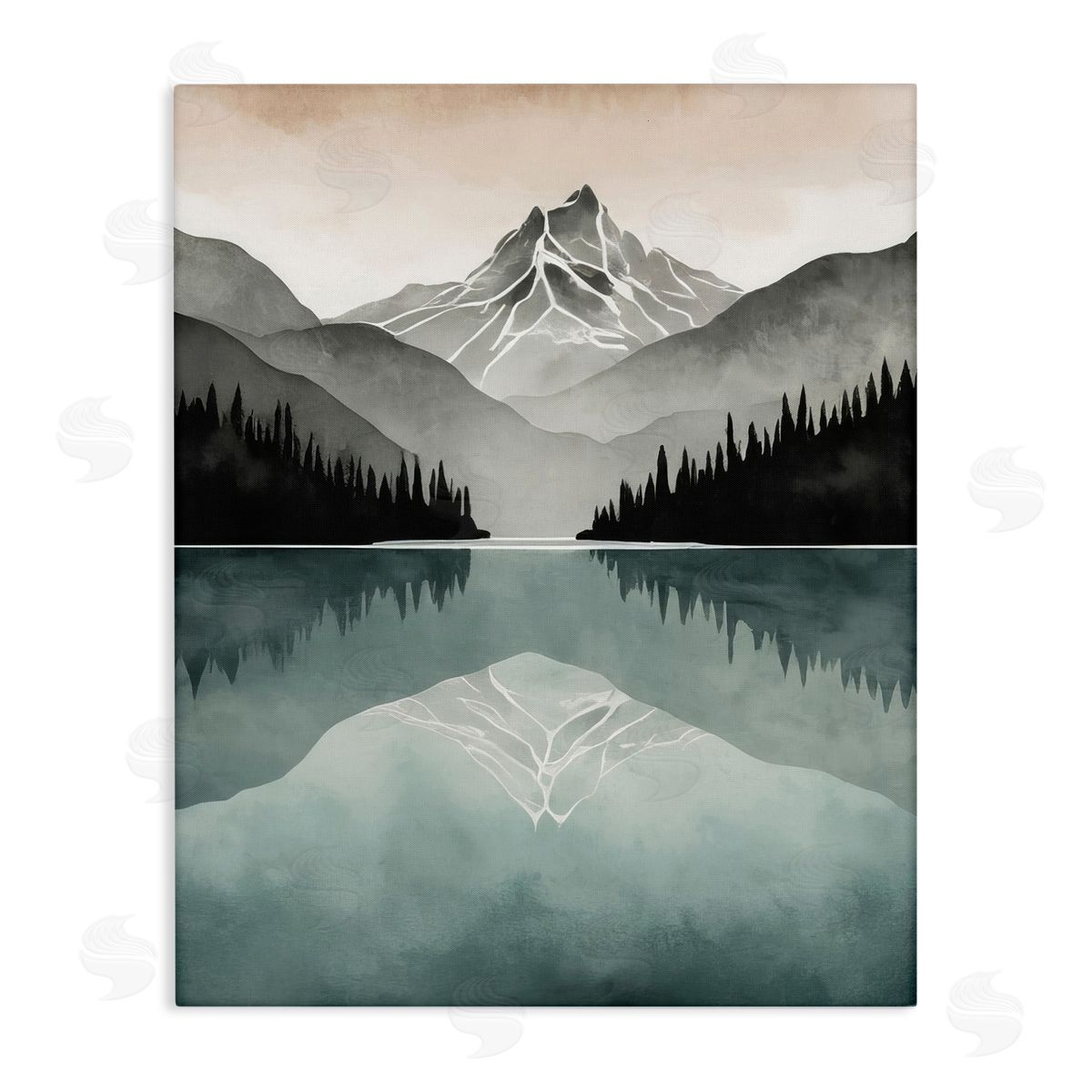 Mountain Reflecting over Lake Canvas Wall Art, Home Decor by Denise Dundon