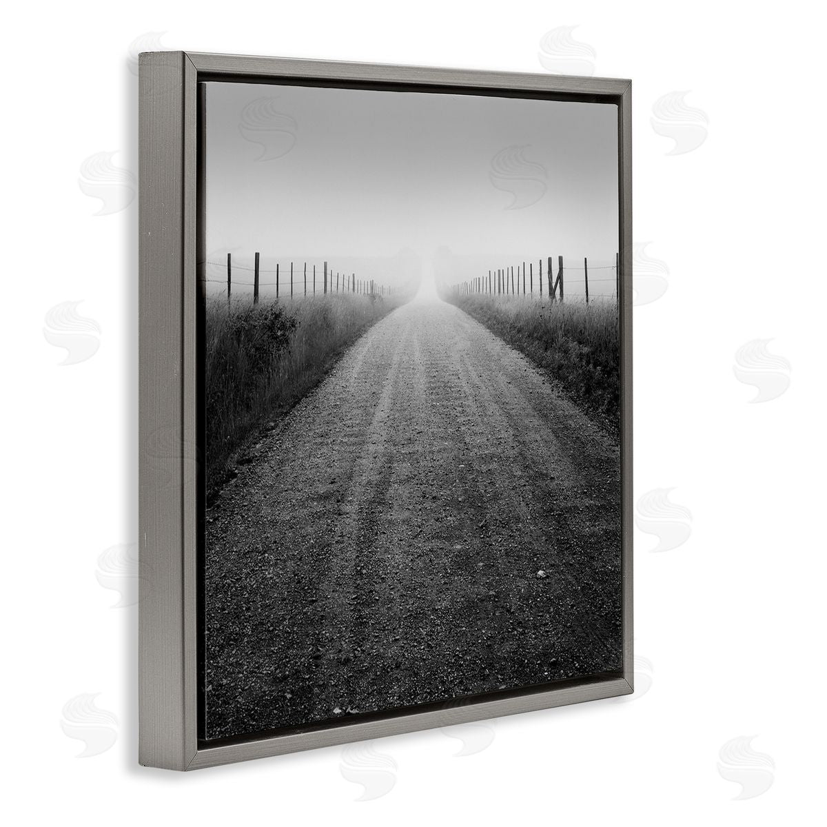 Chip Forelli Foggy Country Road Gray Floating Frame Canvas Wall Art Print