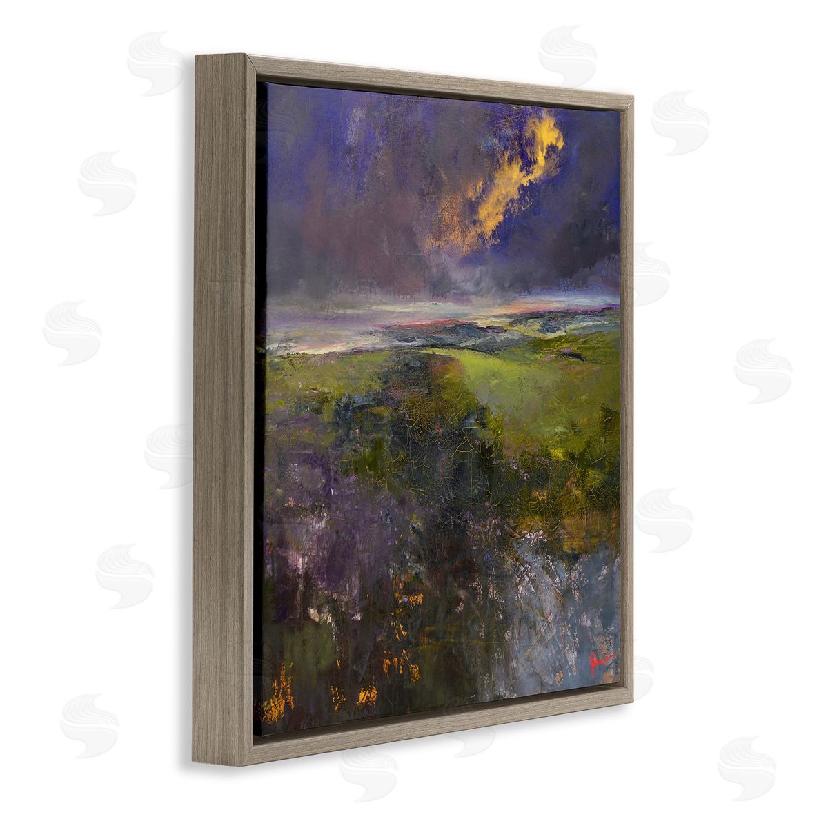 Patrick Dennis Gilded Landscape Abstract Brown Floating Frame Canvas Wall Art Print