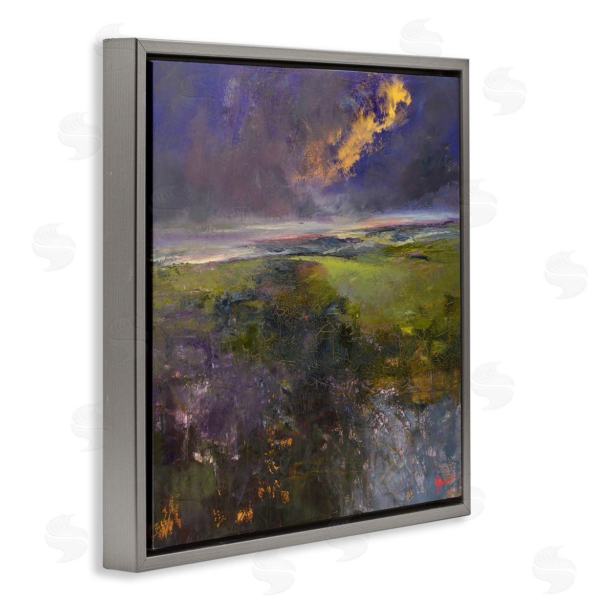 Patrick Dennis Gilded Landscape Abstract Gray Floating Frame Canvas Wall Art Print