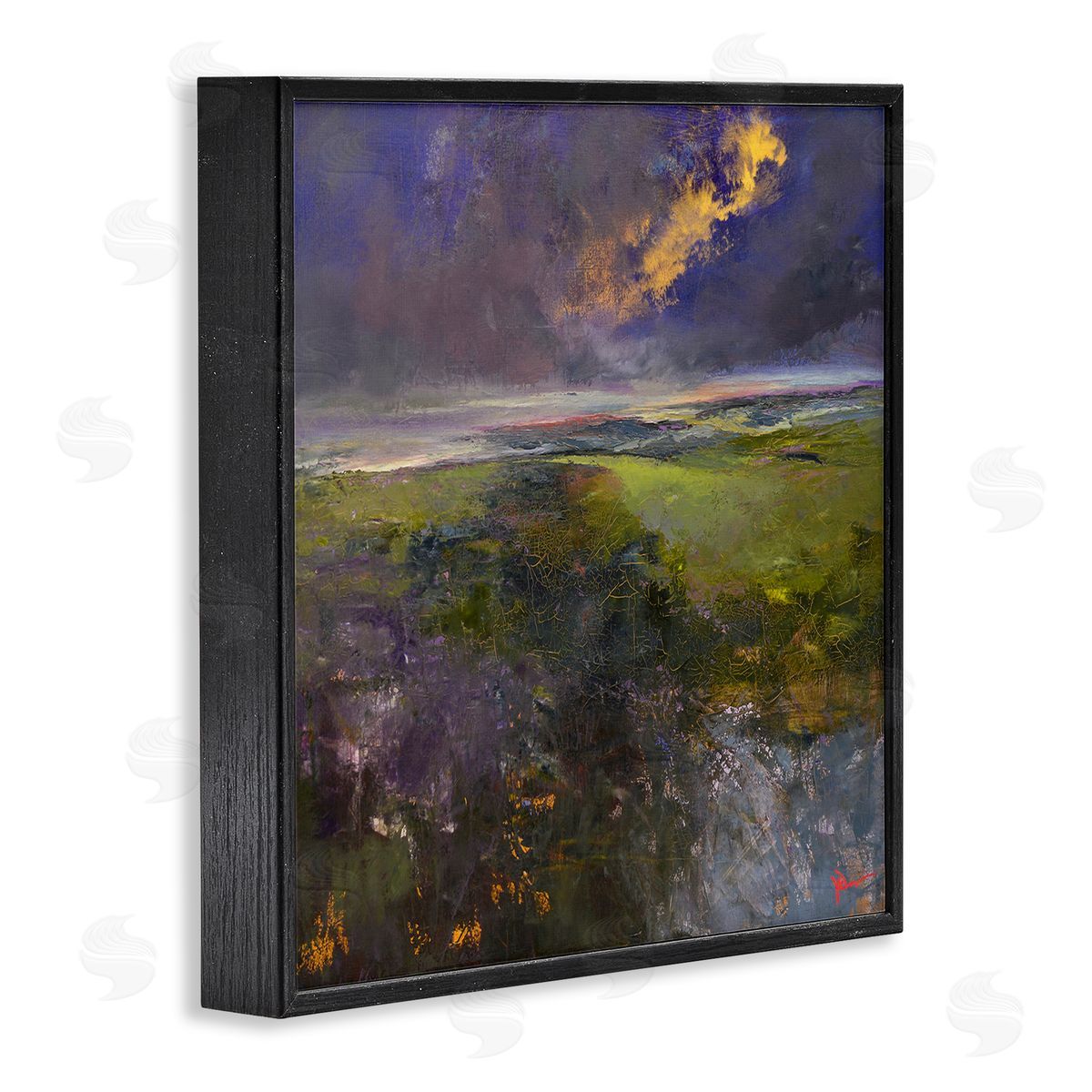 Patrick Dennis Gilded Landscape Abstract Black Framed Giclee Wall Art Print