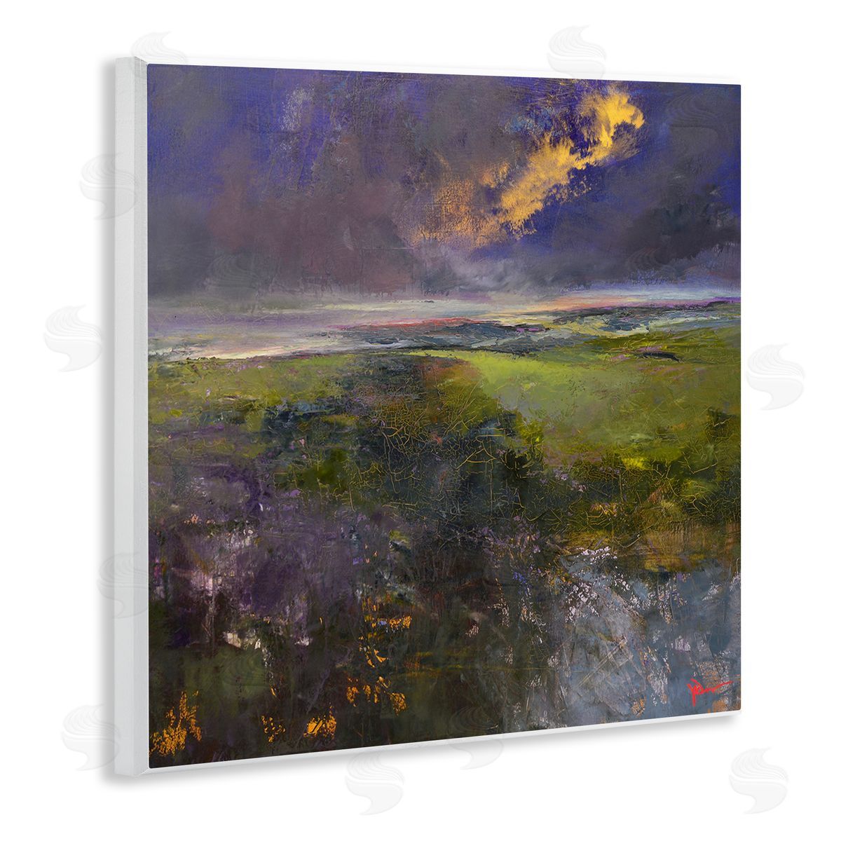 Patrick Dennis Gilded Landscape Abstract Wooden Wall Plaque Art Print