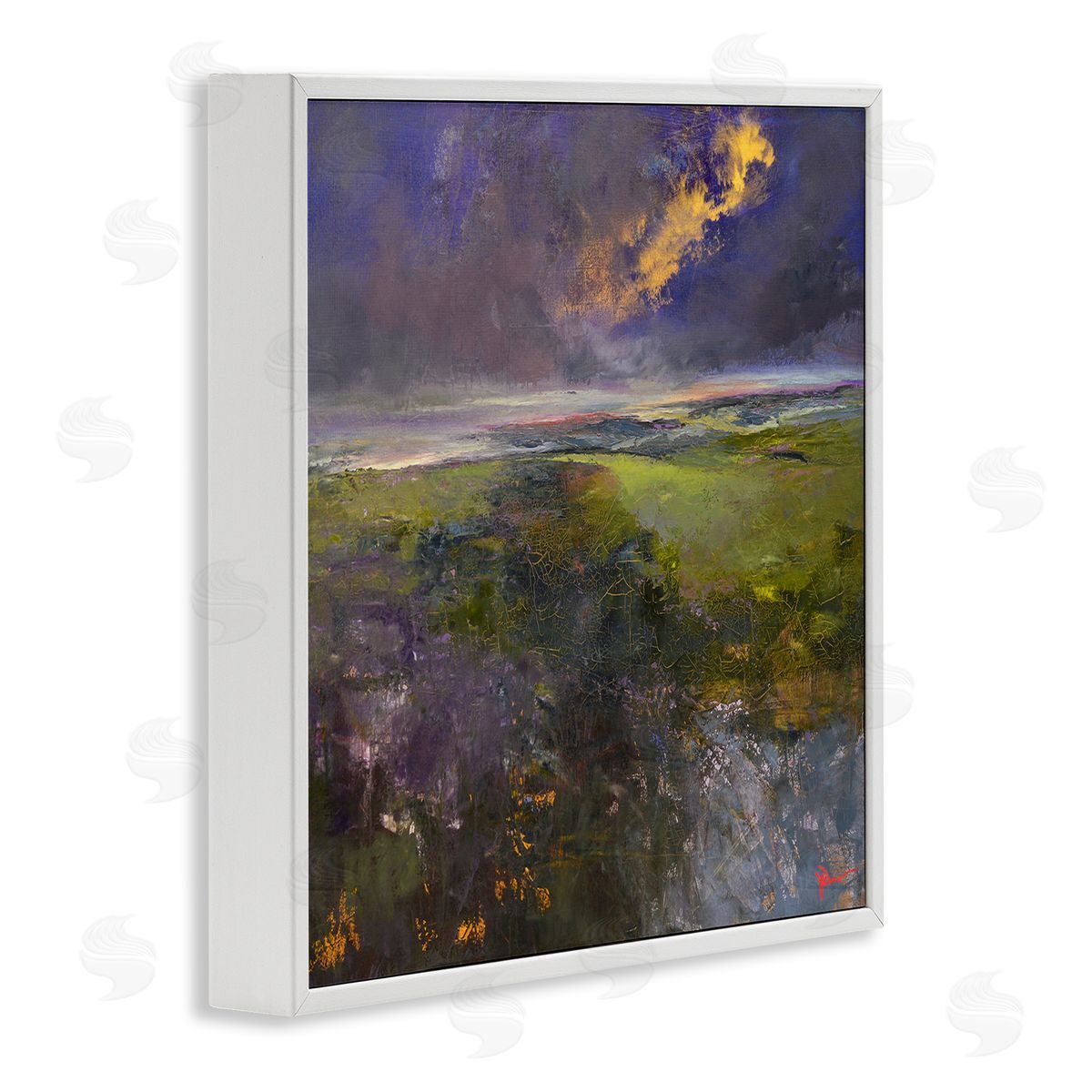 Patrick Dennis Gilded Landscape Abstract White Framed Giclee Wall Art Print