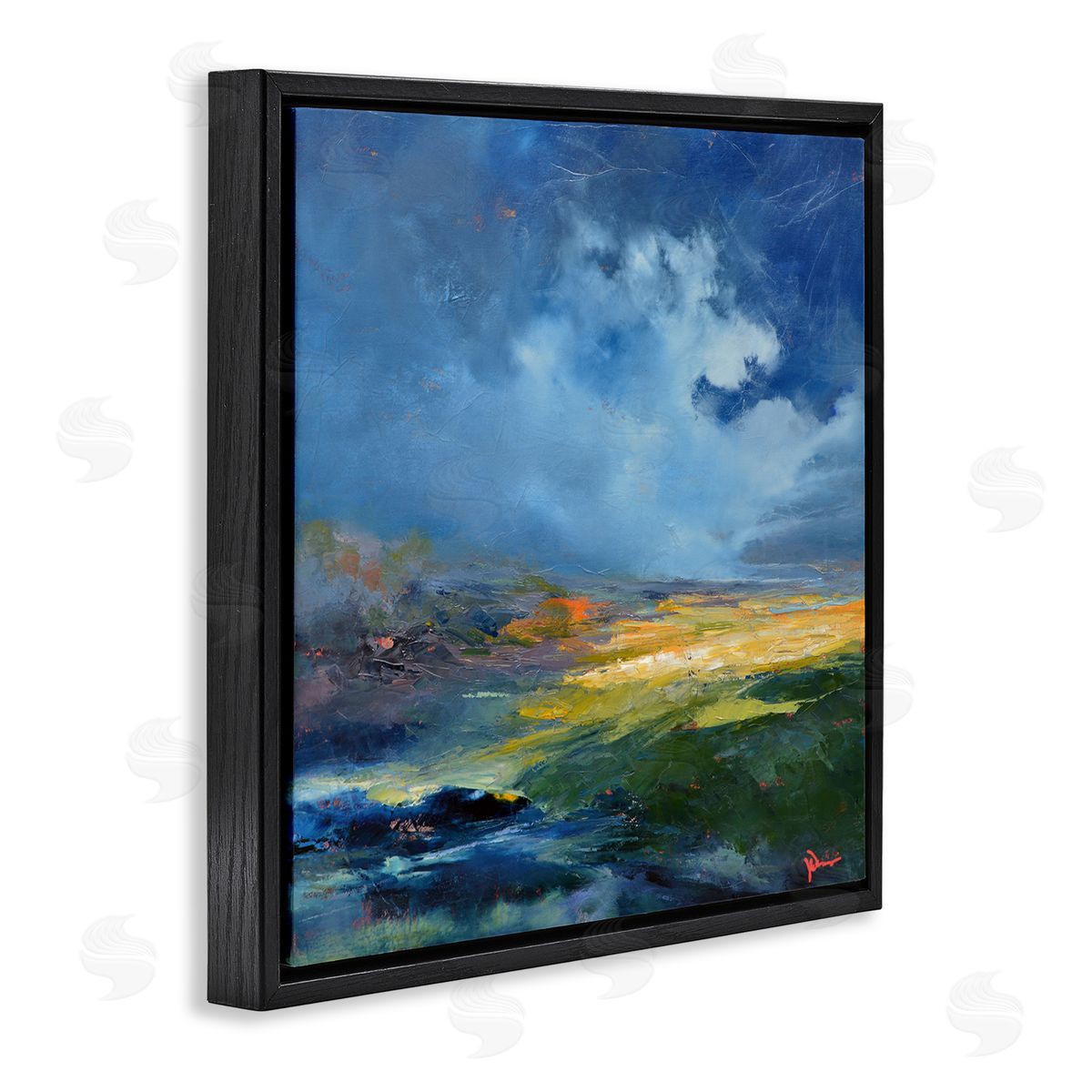Patrick Dennis Stormy Abstract Landscape Black Floating Frame Canvas Wall Art Print