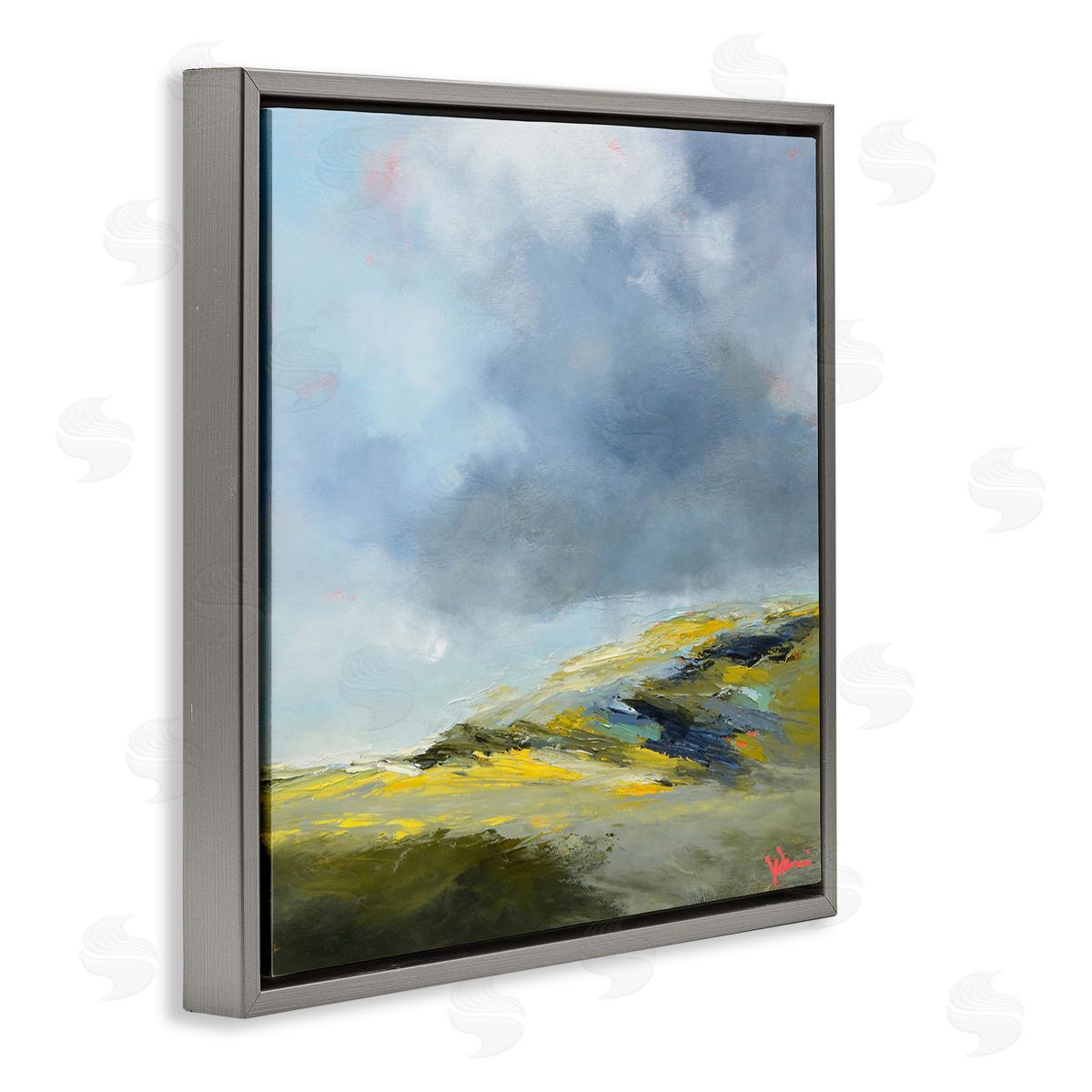 Patrick Dennis Murky Clouds Landscape Gray Floating Frame Canvas Wall Art Print