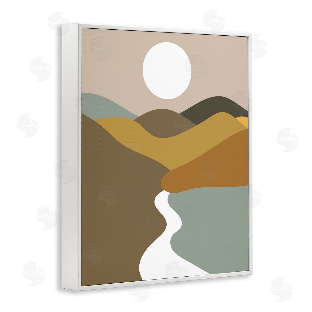 River Towards Mountains White Frame Print Wall Art, Home Decor by Stupell Studio