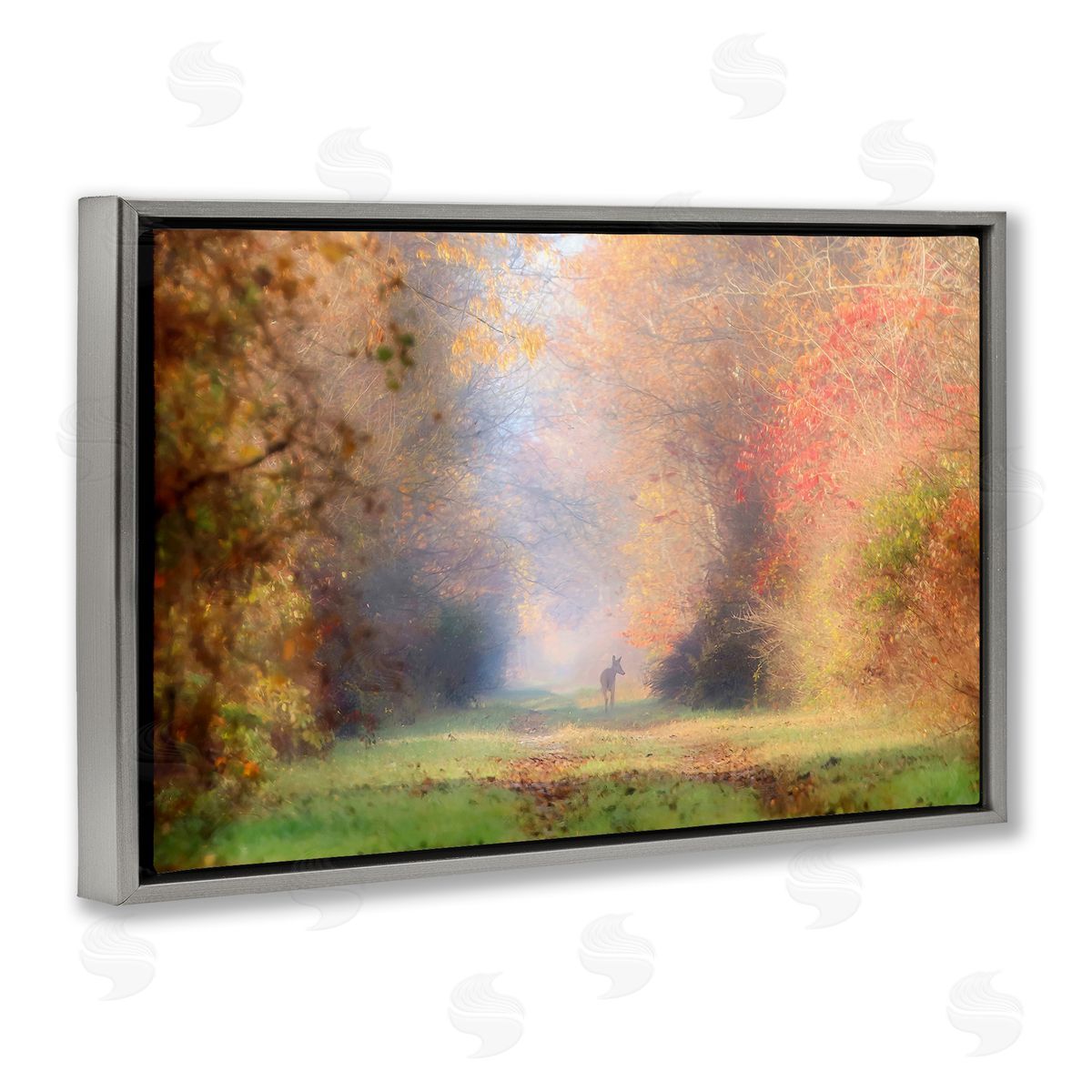 Carrie Ann Grippo-Pike Foggy Autumnal Forest Gray Floating Frame Canvas Wall Art Print