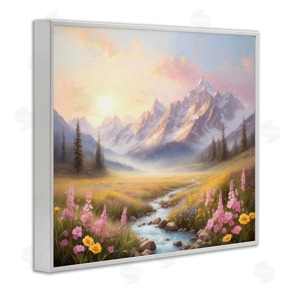 Gentle Dawn Landscape White Frame Print Wall Art, Home Decor by Denise Dundon