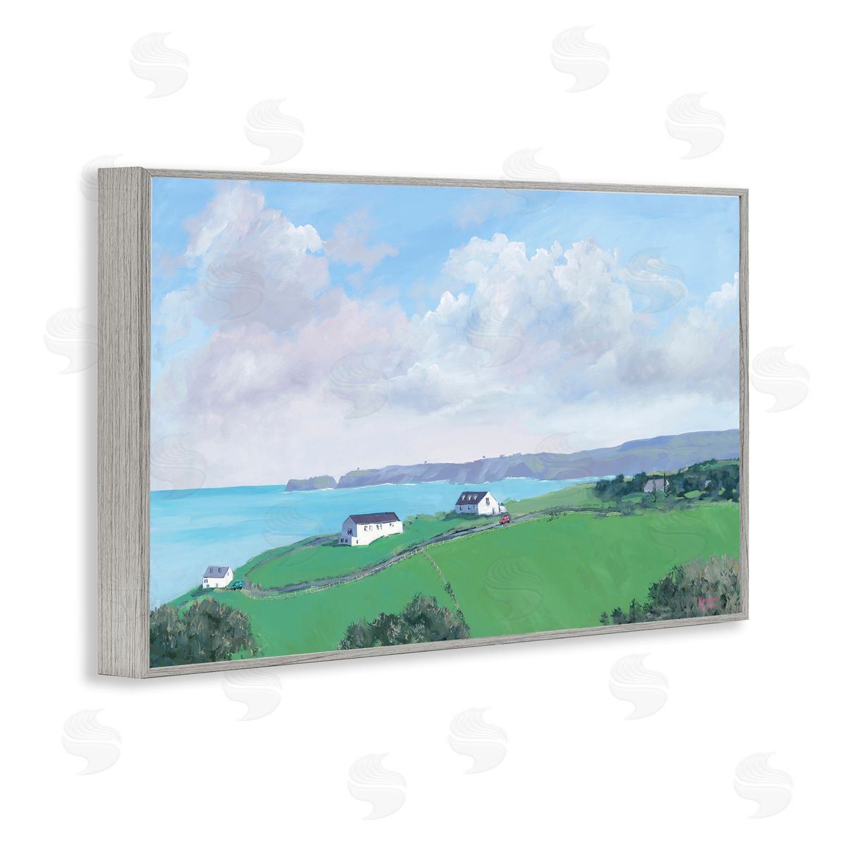Coastal Farm Houses Grey Frame Print Wall Art, Home Decor by Meredith Howse
