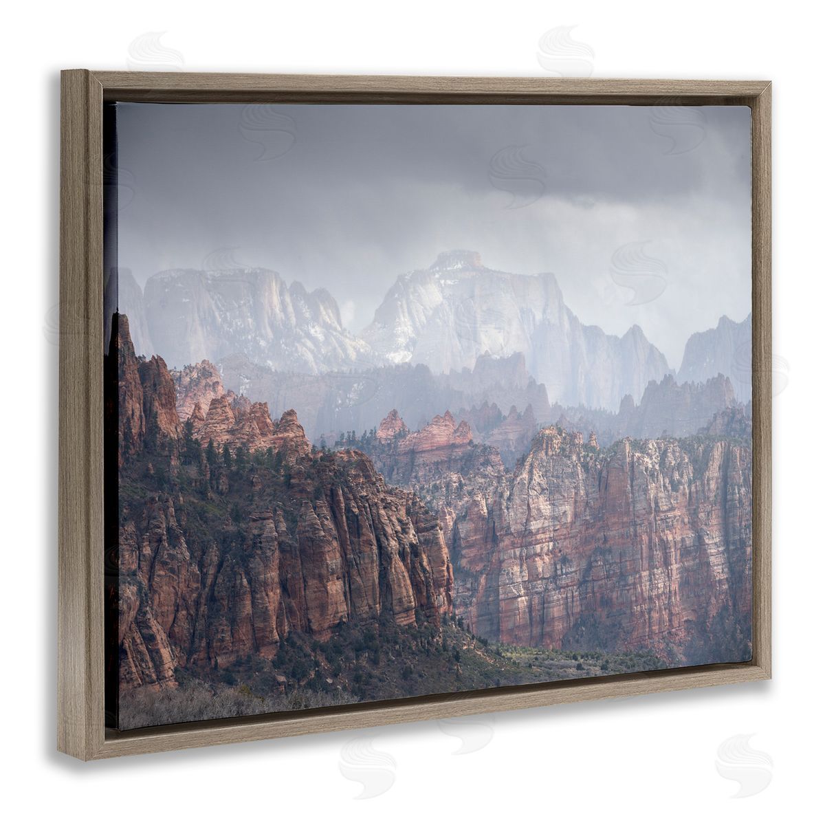 Zion National Park Brown Floating Frame Canvas Wall Art, Home Decor by Hunter Page Photography