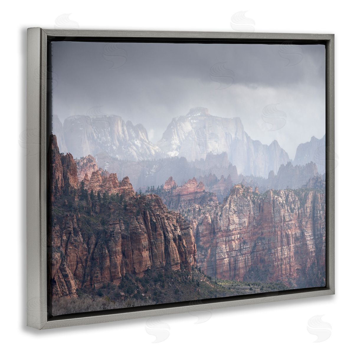 Zion National Park Grey Floating Frame Canvas Wall Art, Home Decor by Hunter Page Photography