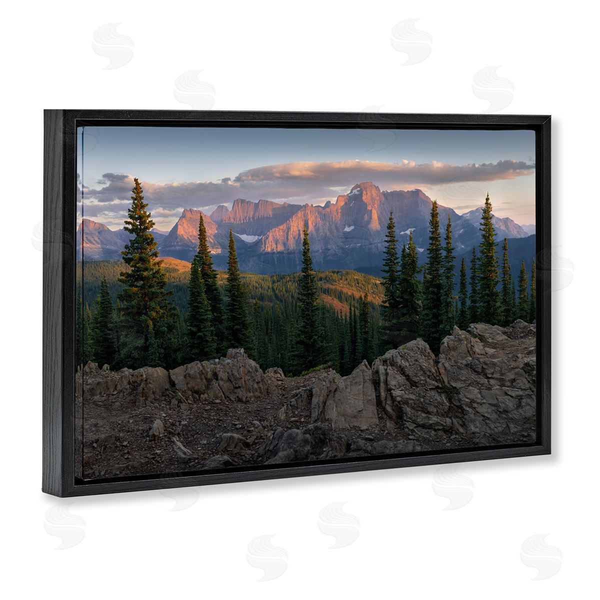 Diurnal Mountain Scenery Black Floating Frame Canvas Wall Art, Home Decor by Hunter Page Photography