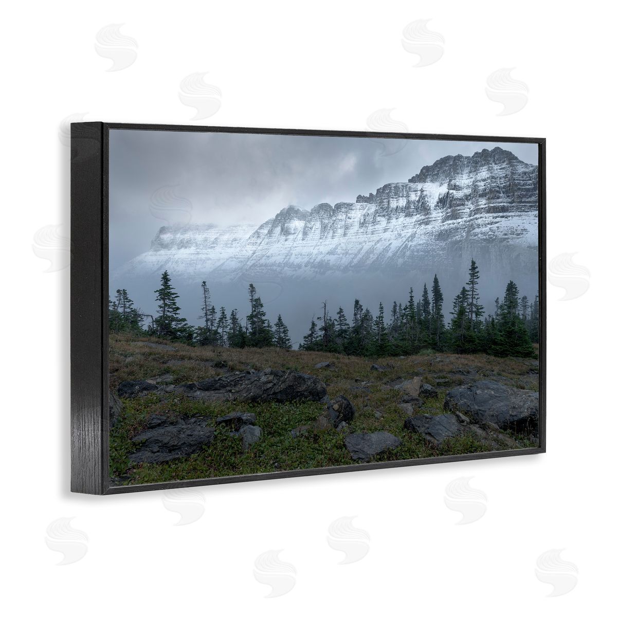 First Snow Mountains Black Frame Print Wall Art, Home Decor by Hunter Page Photography