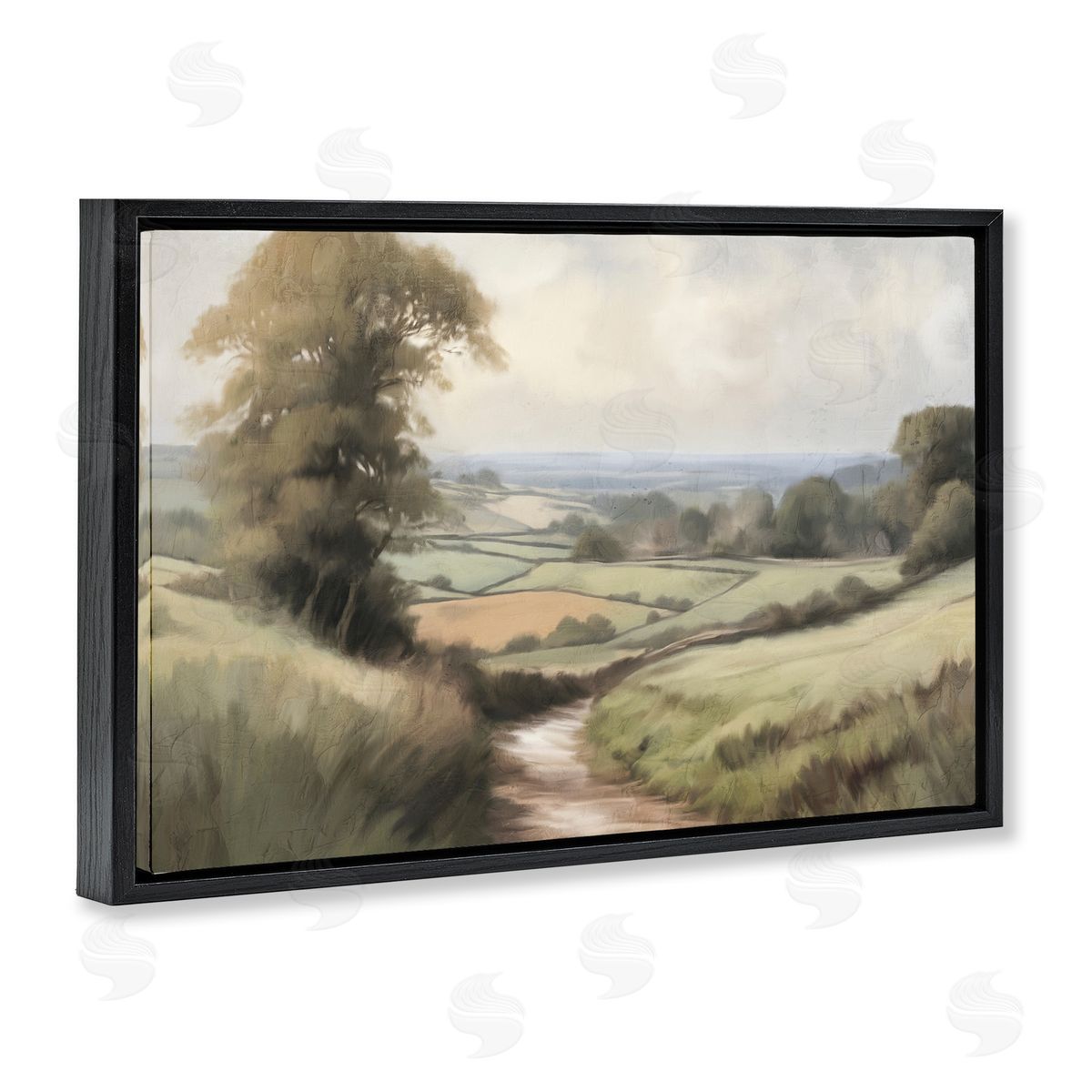 Kim Allen Country Walk Path Black Floating Frame Canvas Wall Art Print