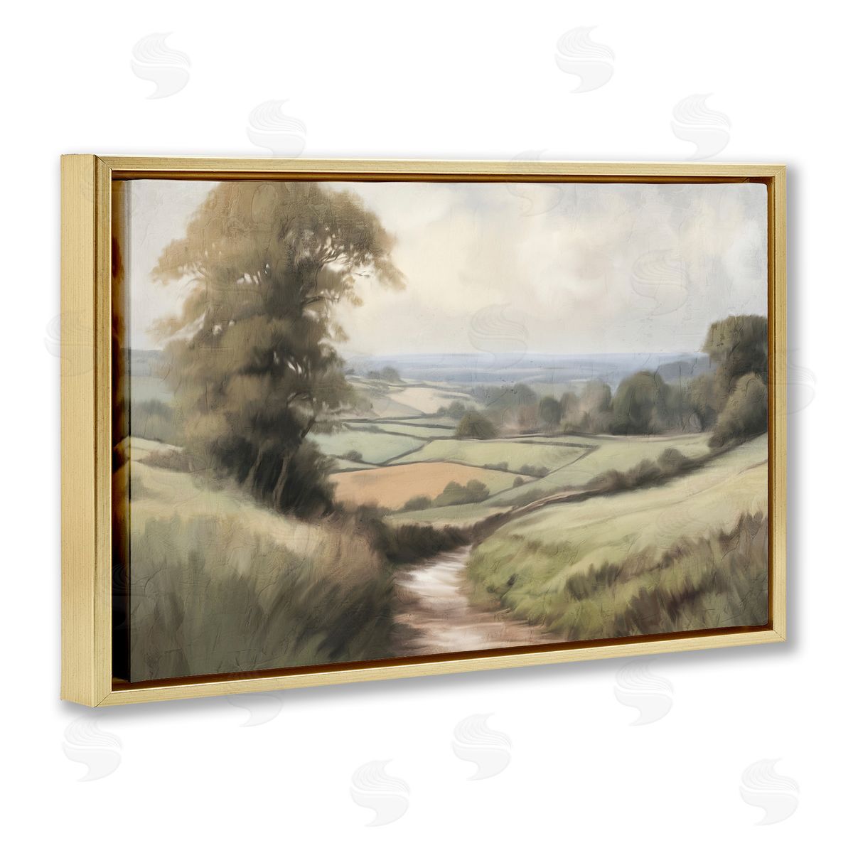 Kim Allen Country Walk Path Gold Floating Frame Canvas Wall Art Print