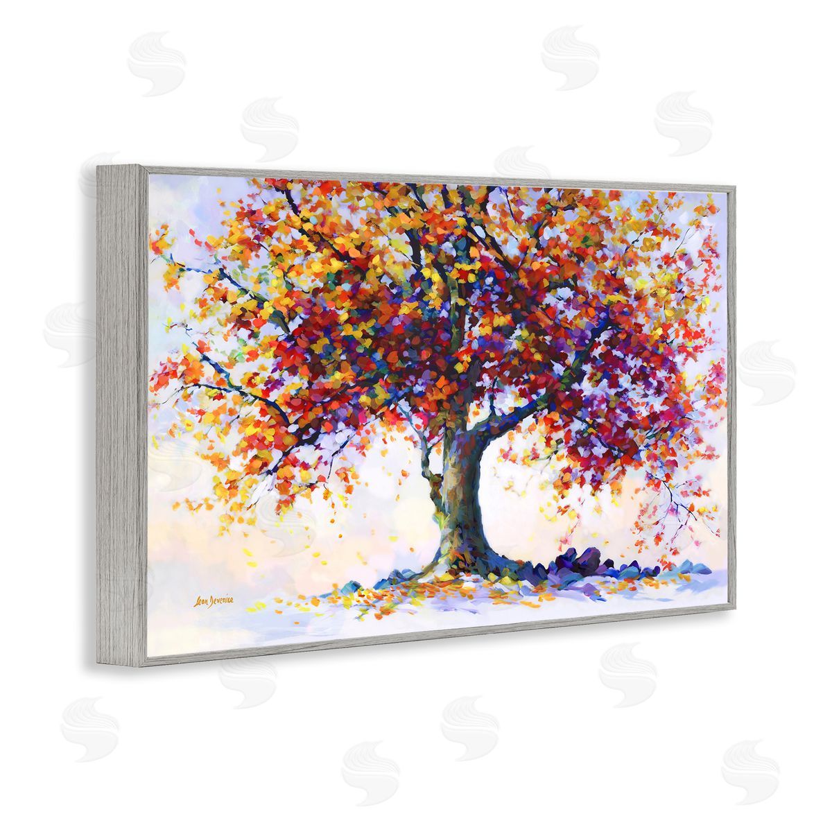 Leon Devenice Heartfelt Hues Tree Gray Framed Giclee Wall Art Print