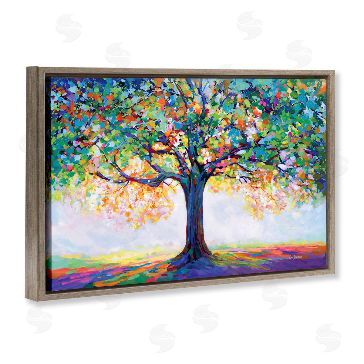 Leon Devenice Tree Of Opportunity Brown Floating Frame Canvas Wall Art Print