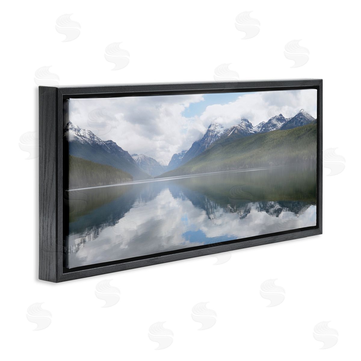 Mountain Peak Reflections Black Floating Frame Canvas Wall Art, Home Decor by Lori Deiter