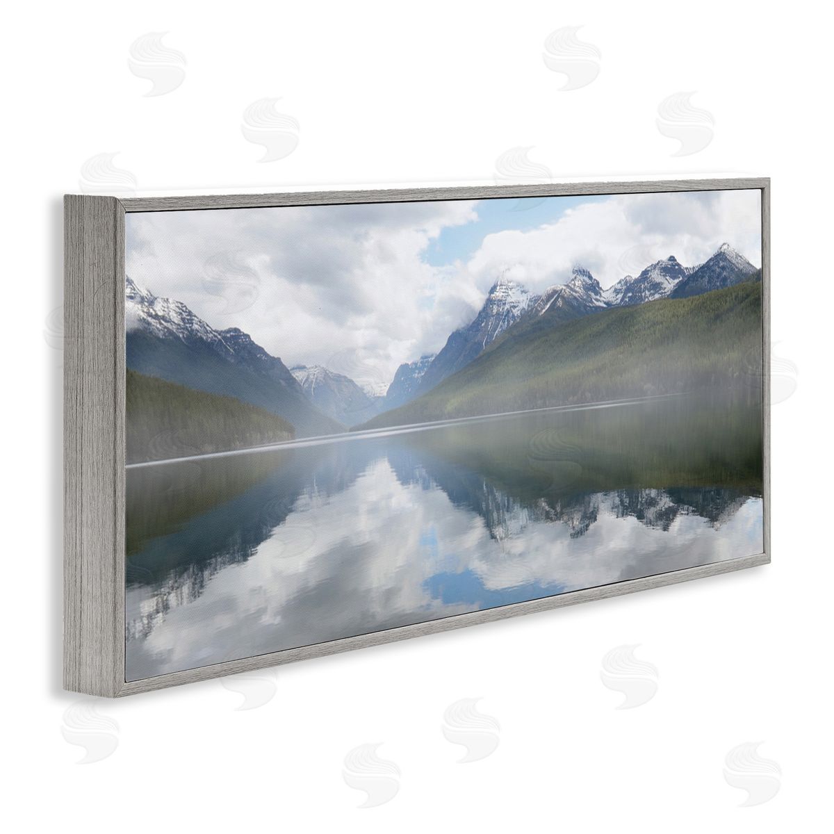 Mountain Peak Reflections Grey Frame Print Wall Art, Home Decor by Lori Deiter