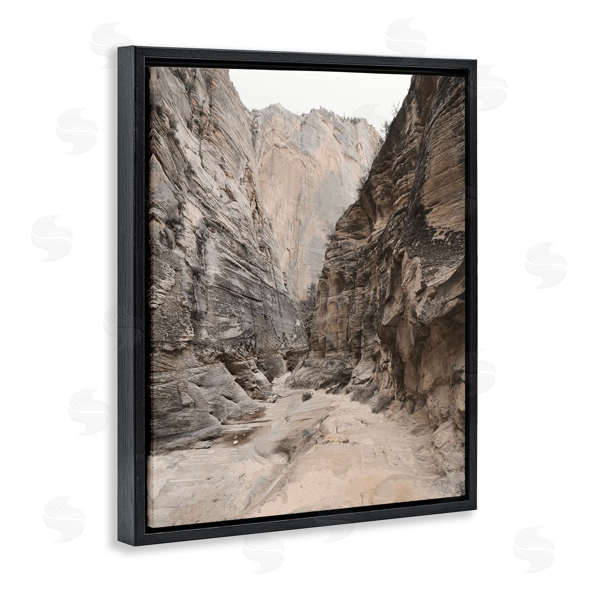 Looming Sandy Cliffs Black Floating Frame Canvas Wall Art, Home Decor by Lori Deiter