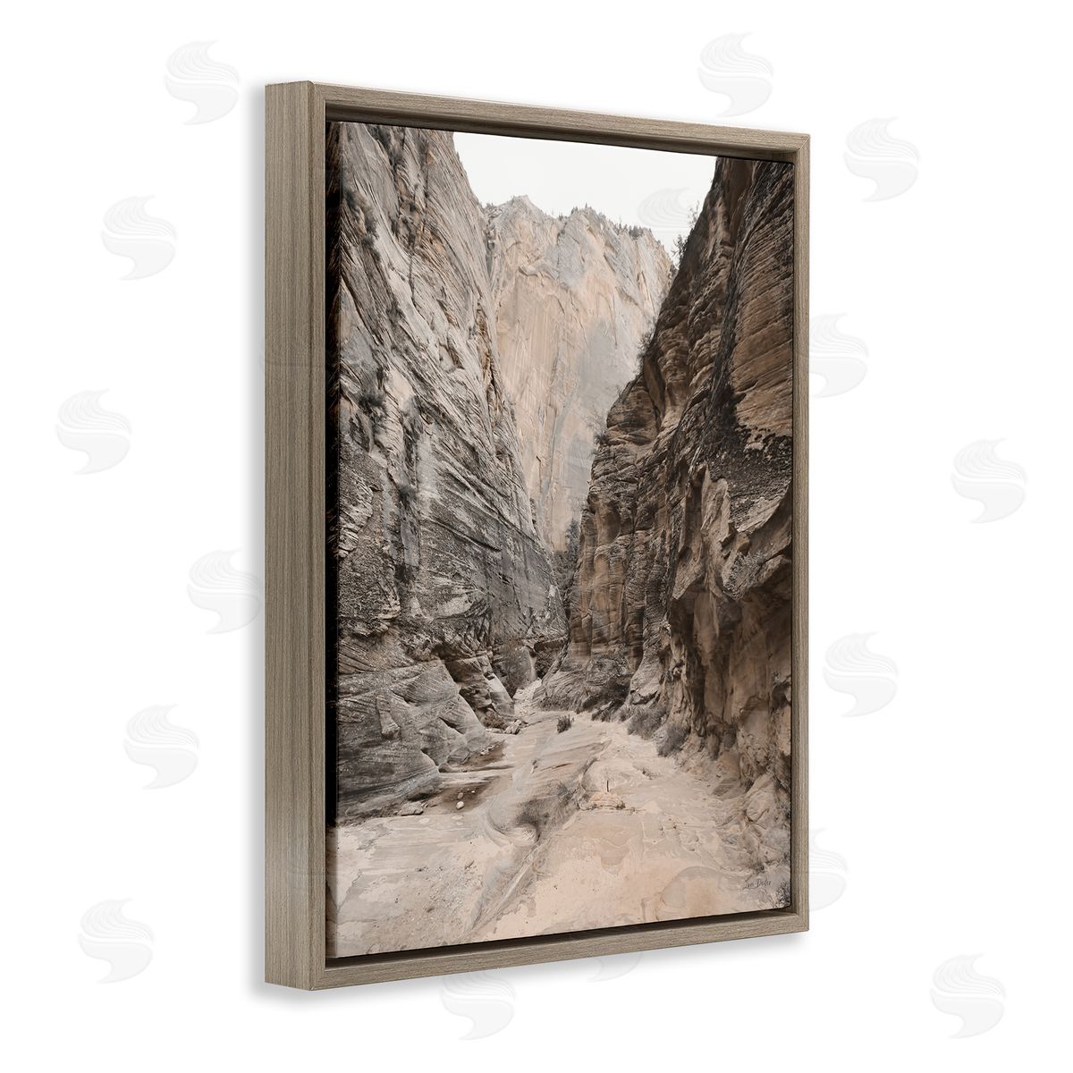 Looming Sandy Cliffs Brown Floating Frame Canvas Wall Art, Home Decor by Lori Deiter