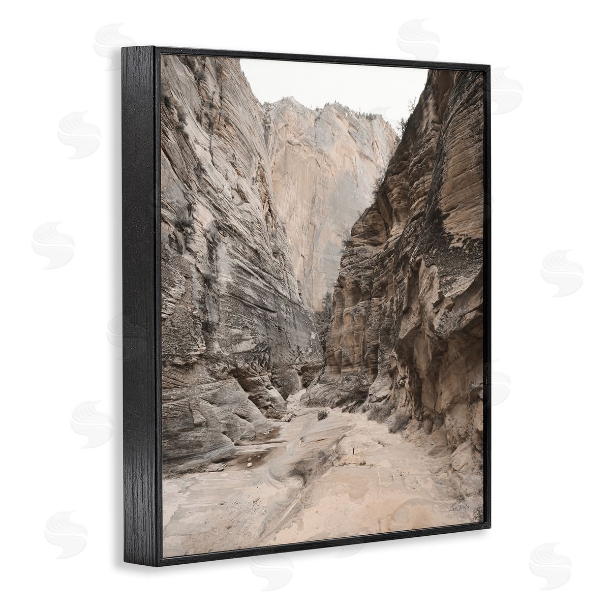 Looming Sandy Cliffs Black Frame Print Wall Art, Home Decor by Lori Deiter