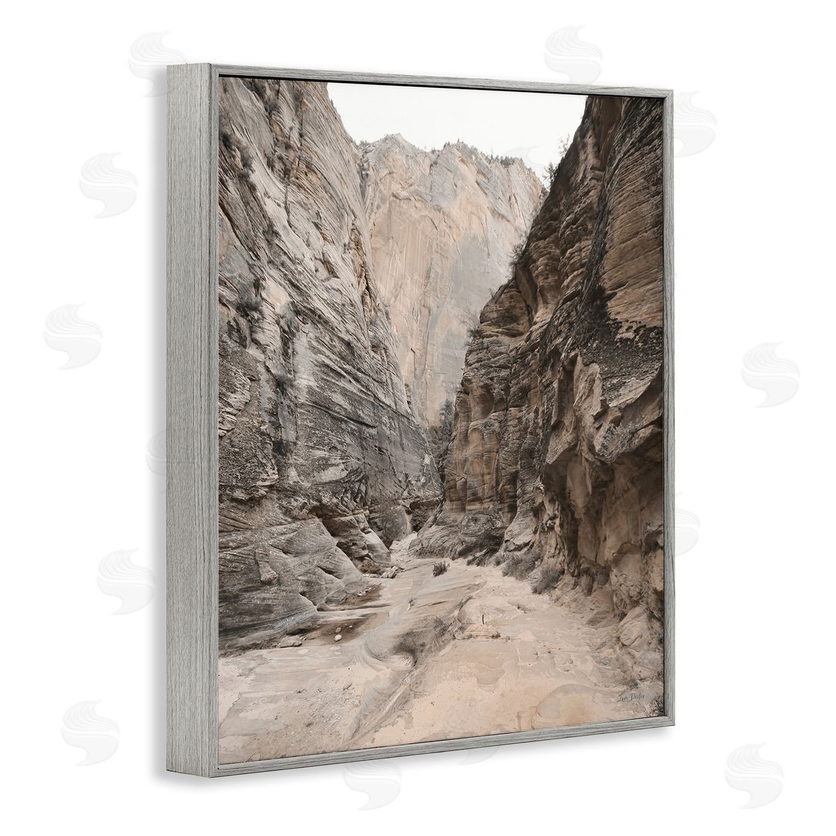Looming Sandy Cliffs Grey Frame Print Wall Art, Home Decor by Lori Deiter
